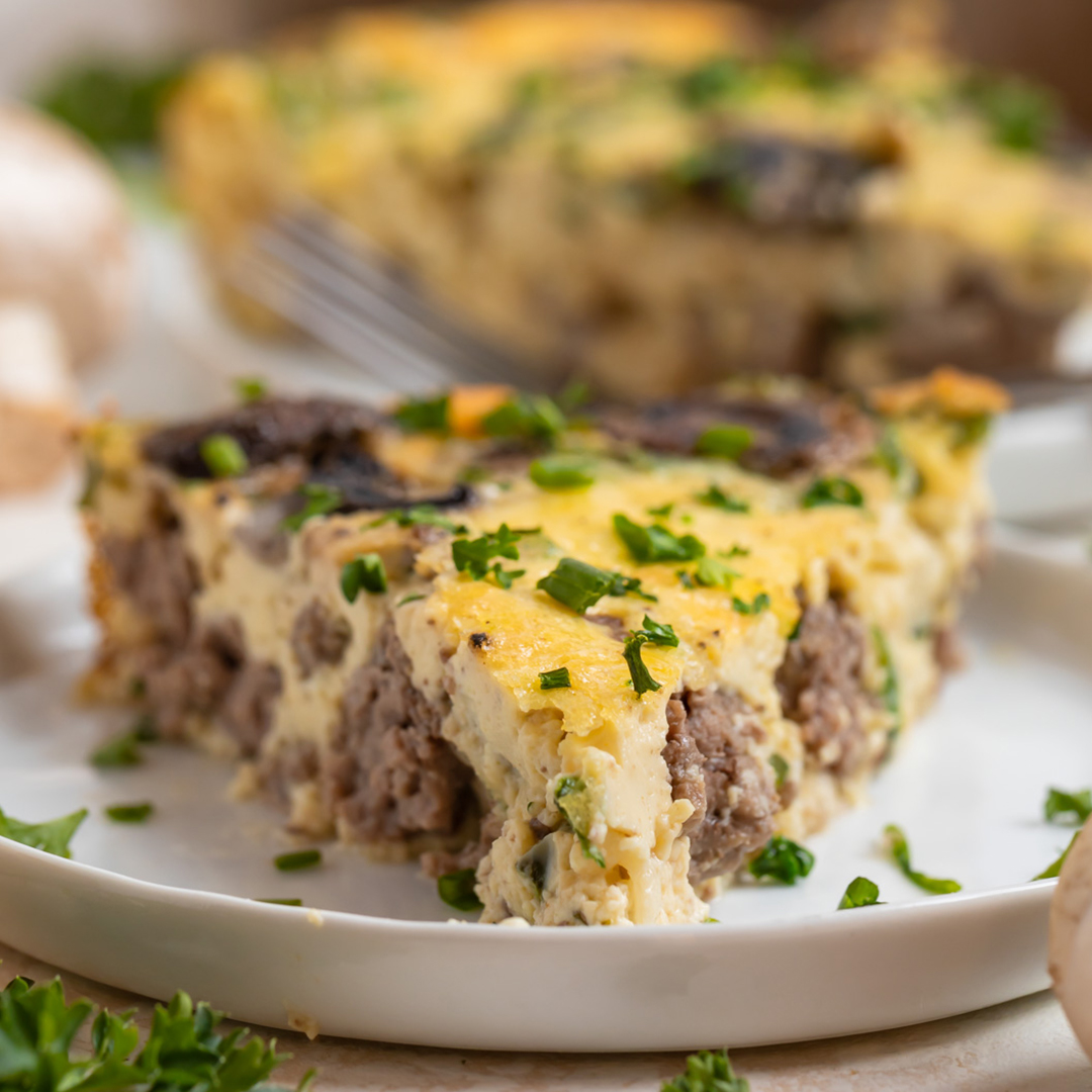 Crustless Beef and Mushroom Quiche
