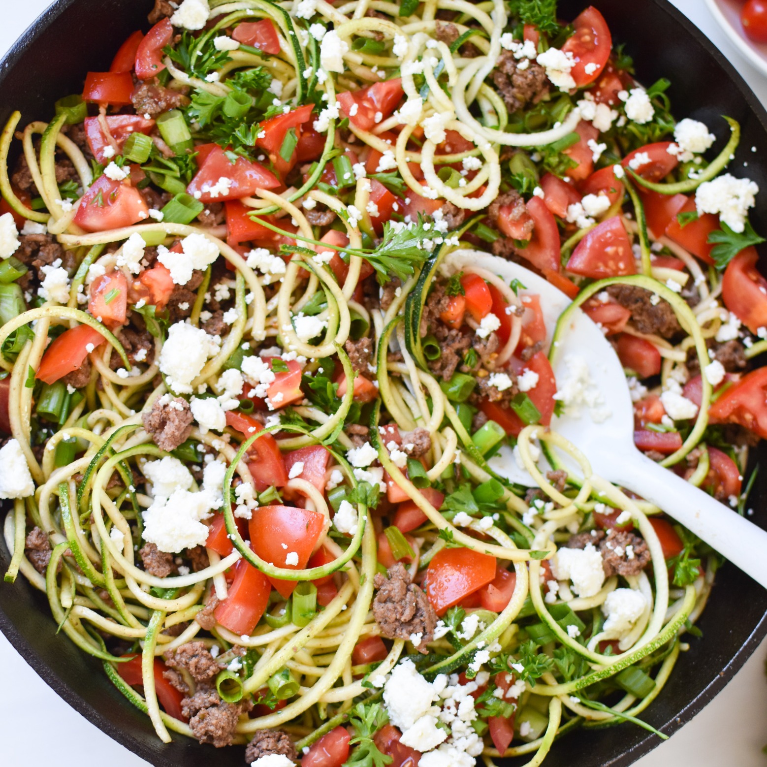 MEDITERRANEAN GROUND BEEF ZUCCHINI SKILLET